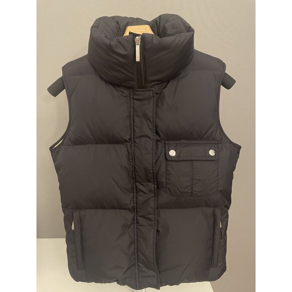 Burberry Black Quilted Down Puffer Vest With High Collar & Zipper Closure - Picture 1 of 12